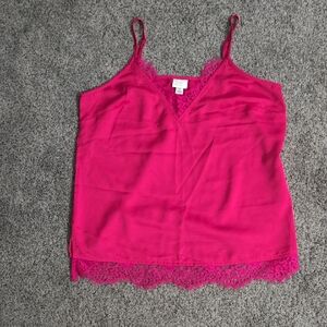 Cami A New Day Pink Lace Trim Sleeveless Camisole